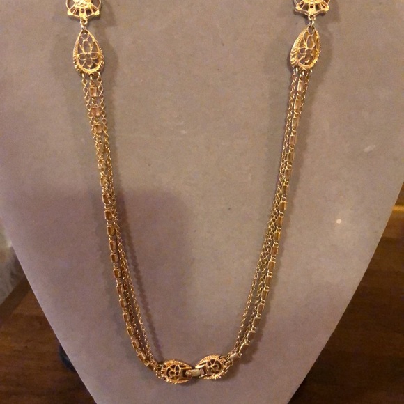 Monet Vintage Filigree Multi Chain Statement Necklace - Picture 9 of 16